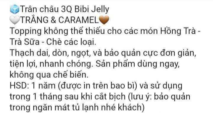 Trân châu caramel ĐEN 3Q BIBI JELLY bịch 2kg (trân châu giòn)