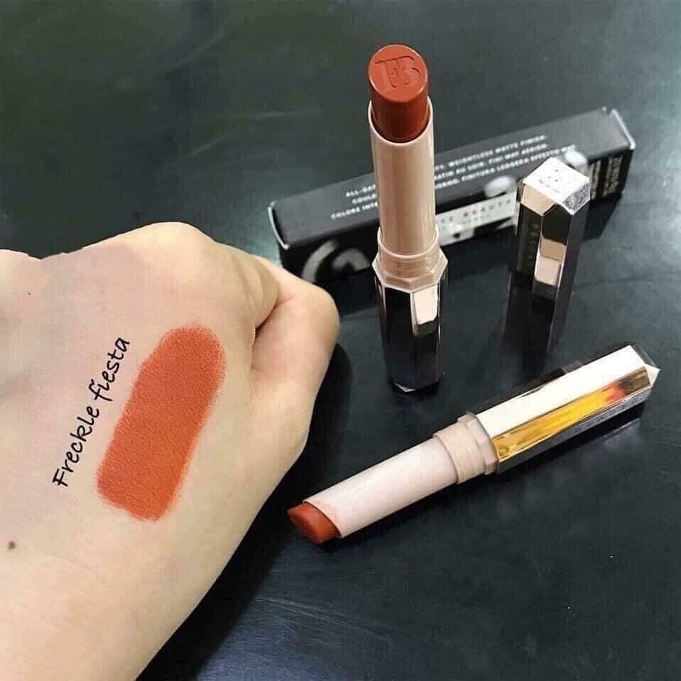 Son lì Fenty Beauty màu Freckle Fiesta cam cháy fullsize fullbox