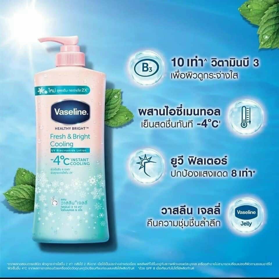 Sữa dưỡng thể Vaseline fresh bright cooling thái lan chai 500ml