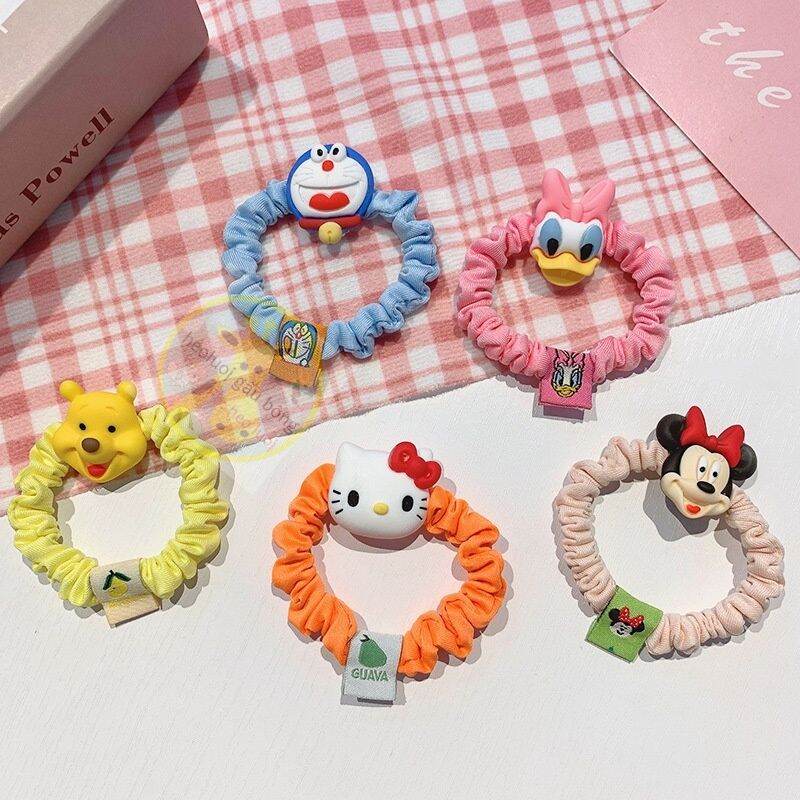 dây cột tóc hoạt hình (doreamon, mickey, kitty, donal, pooh)