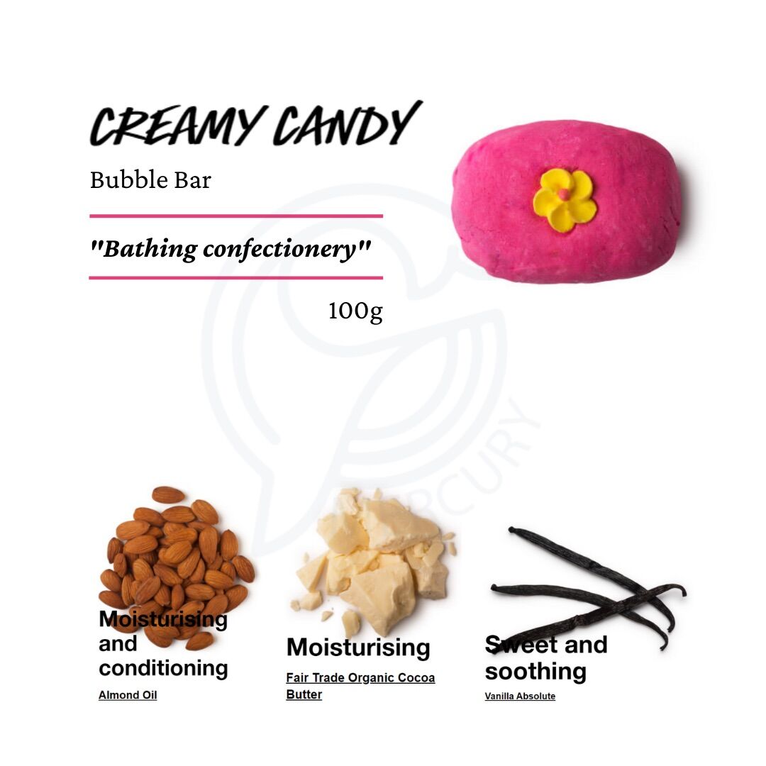 Viên tạo bọt bồn tắm Lush - CREAMY CANDY bubble bar mùi vanilla ngọt