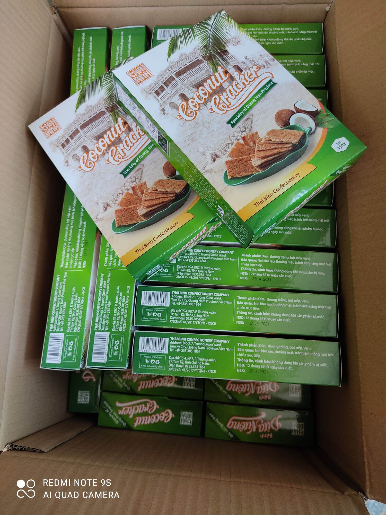 10 hộp bánh dừa nướng Thái Bình 250g - Đặc sản Quảng Nam