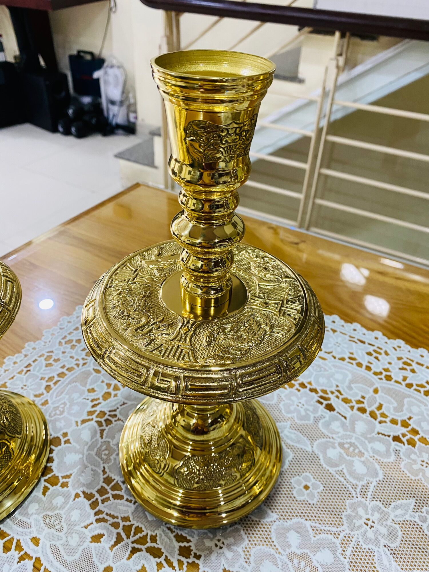 CẶP CHÂN ĐÈN BẰNG ĐỒNG CAO 28cm