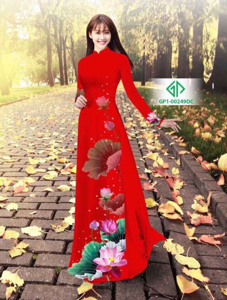 Vải áo dài hoa sen