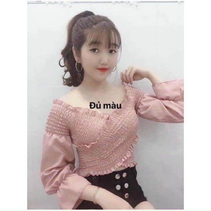 áo kiểu nữ nhúng chéo thân siêu gợi cảm vải kate đẹp form 45kg trở lại,áo kiểu nữ tay dài croptop áo kiểu nữ đẹp giá rẻ(c)