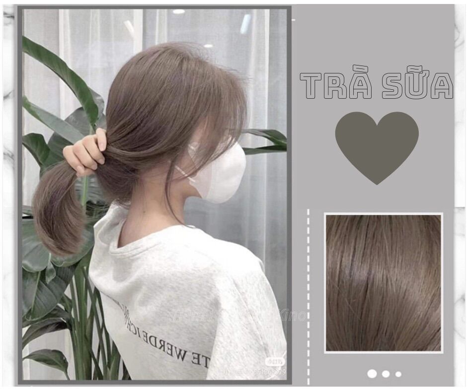 Thuốc nhuộm tóc hot trend Nâu Trà Sữa Không cần tẩy tóc bền màu không kèm oxi và gang tay