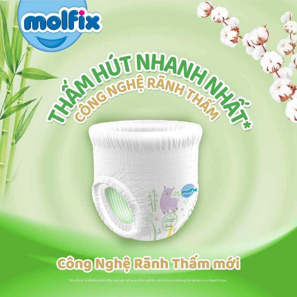 Bỉm tã quần Molfix size XXXL 28 miếng (22+6 miếng, 20-35 Kg)