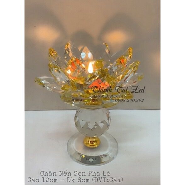 ✨ Đế nến hoa sen pha lê chân cao 12cm - ĐVT : Cái ✨