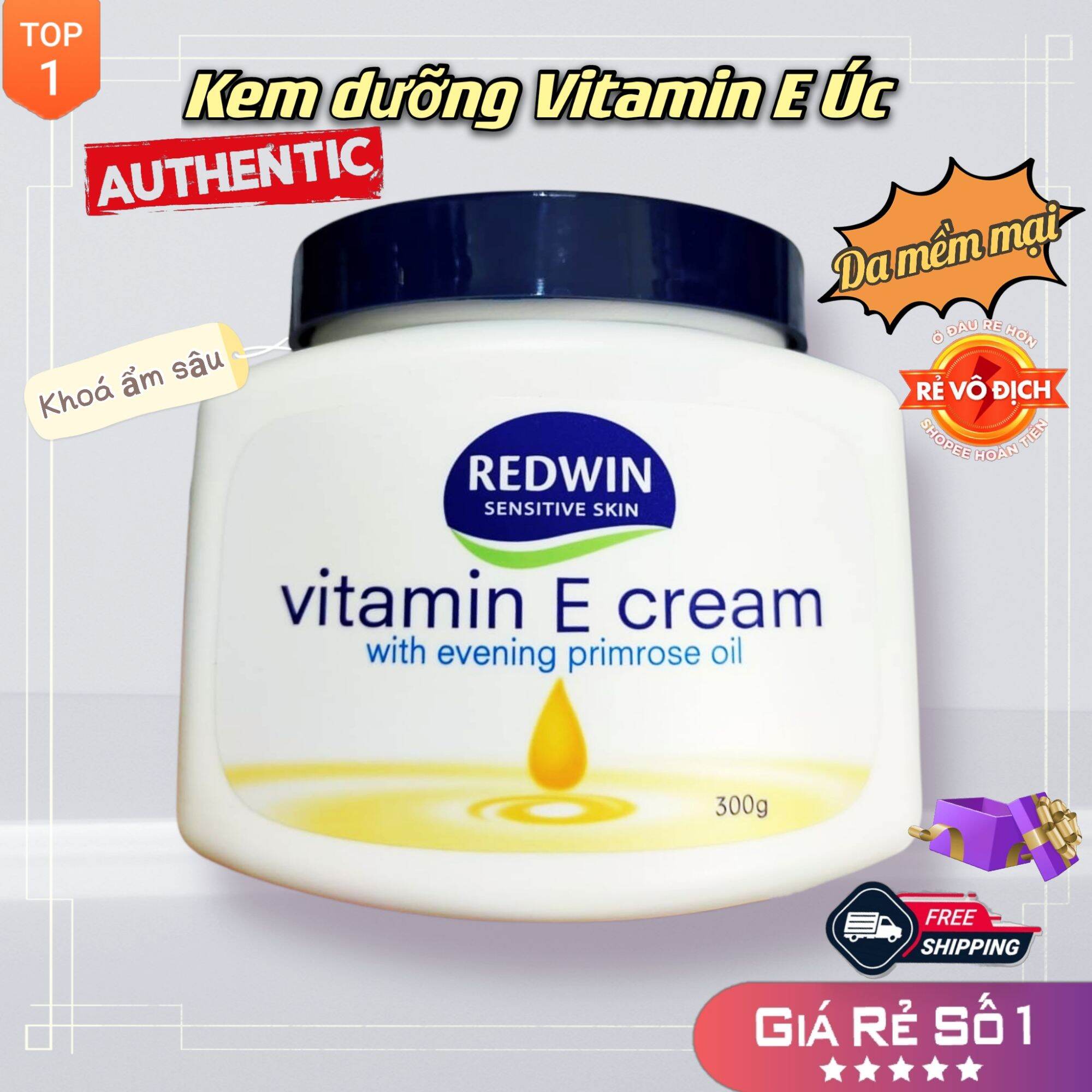 Kem dưỡng da vitamin e 300g của úc - dưỡng da redwin siêu mềm mịn, khoá ẩm sâu - redwin vitamin e cream