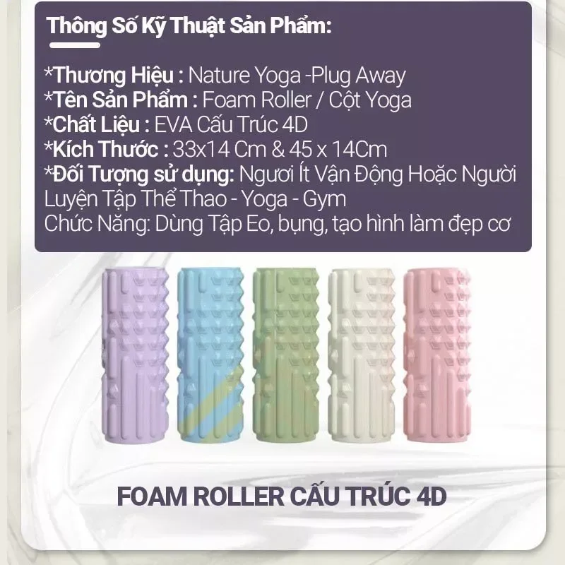 Con lăn massage 45cm tập Yoga/GYM/PILATE Foam Roller