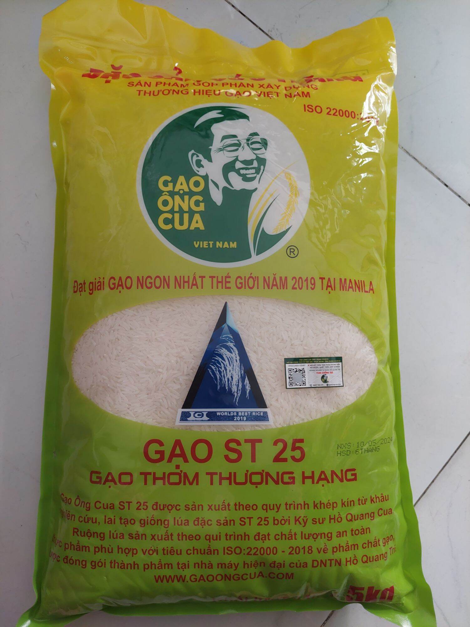 Gạo ST 25 Chính Hãng Ông Cua sx 24/10/2024