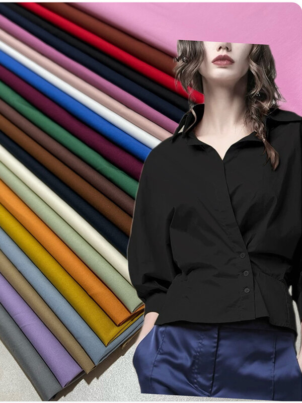 Spring Summer Pure Color High Yarn Cotton Fine Elastic Bone Feeling Fabric Dress Shirt Short Sleeve Pants Clothing Material Giá  521,000 Đồng*Miễn phí vận chuyển