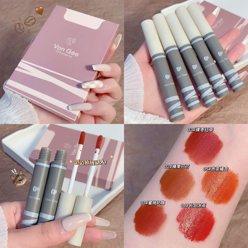 SET 5 CÂY SON KEM LÌ VONGEE CHOCOLATE LIP TÍM