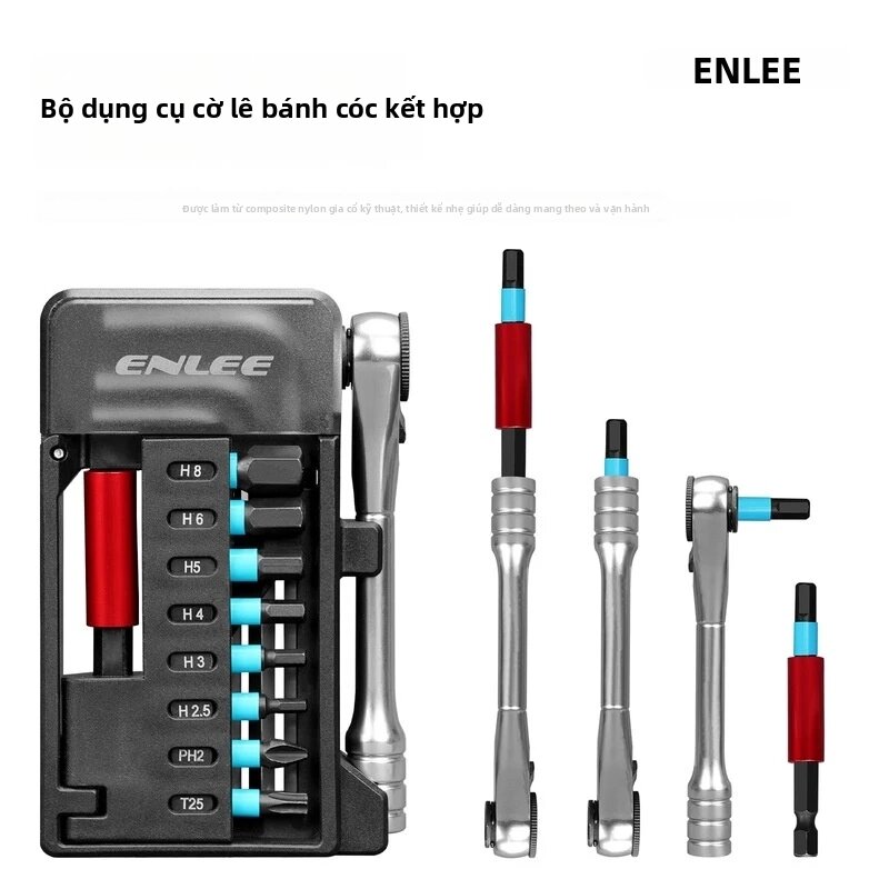 Bộ Dụng Cụ Sửa Chữa Xe Đạp Đa Năng ENLEE, Cờ Lê Ratchet Kết Hợp, Dùng Cho Bảo Dưỡng Xe Đạp, Bộ Dụng Cụ Kết Hợp Tiện Lợi