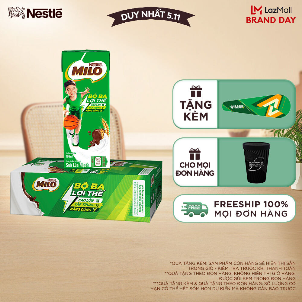 [ƯU ĐÃI THÁNG 11] FREESHIP TOÀN QUỐC] Thùng 48 Hộp Sữa lúa mạch Nestlé® MILO® 180ml_2