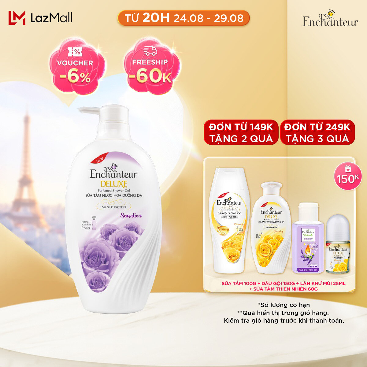 Sữa tắm nước hoa dưỡng da Enchanteur Sensation 650gr
