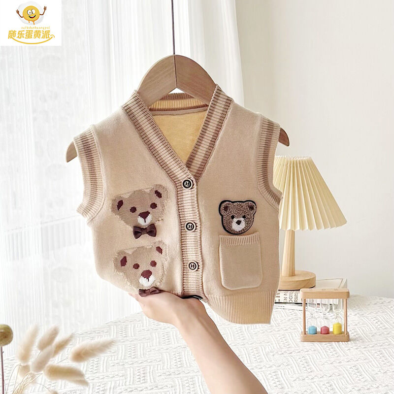 Áo len bé trai em bé áo gilê áo ba lỗ dệt kim xuân thu cho trẻ sơ sinh áo gilê áo len kiểu mỏng cardigan mặc ngoài