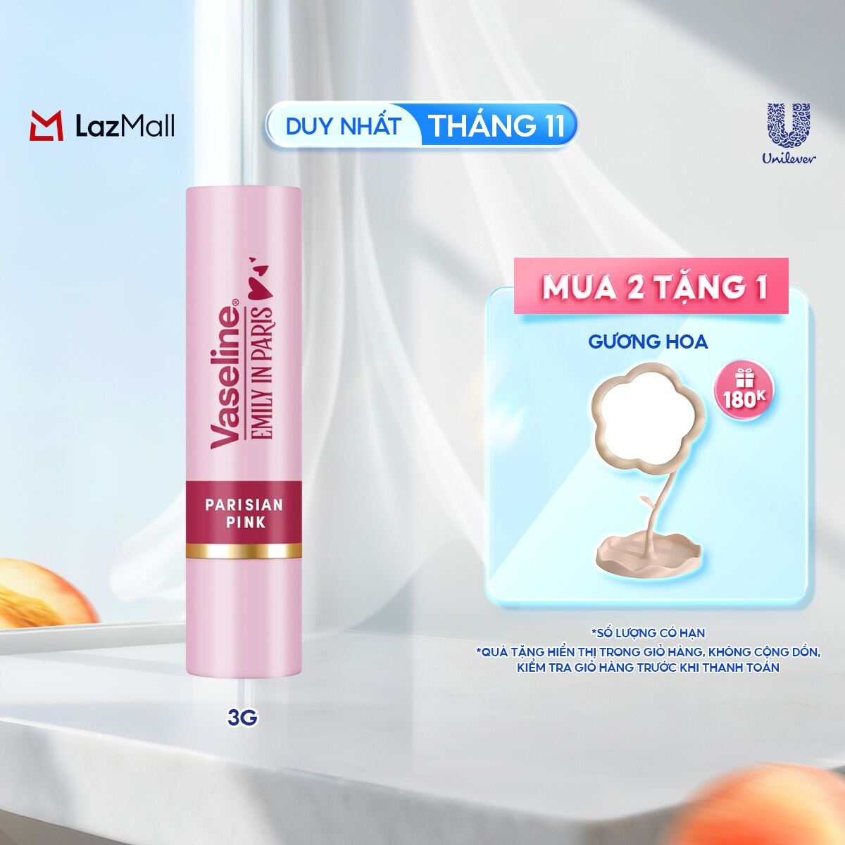 [New] Son dưỡng môi Vaseline Emily Paris Parisian 3g (Hồng Yêu Kiều)