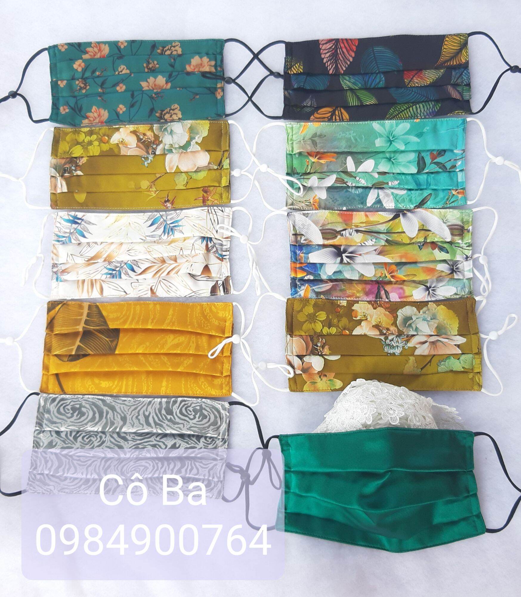 Khẩu trang vải lụa cao cấp set 10 cái