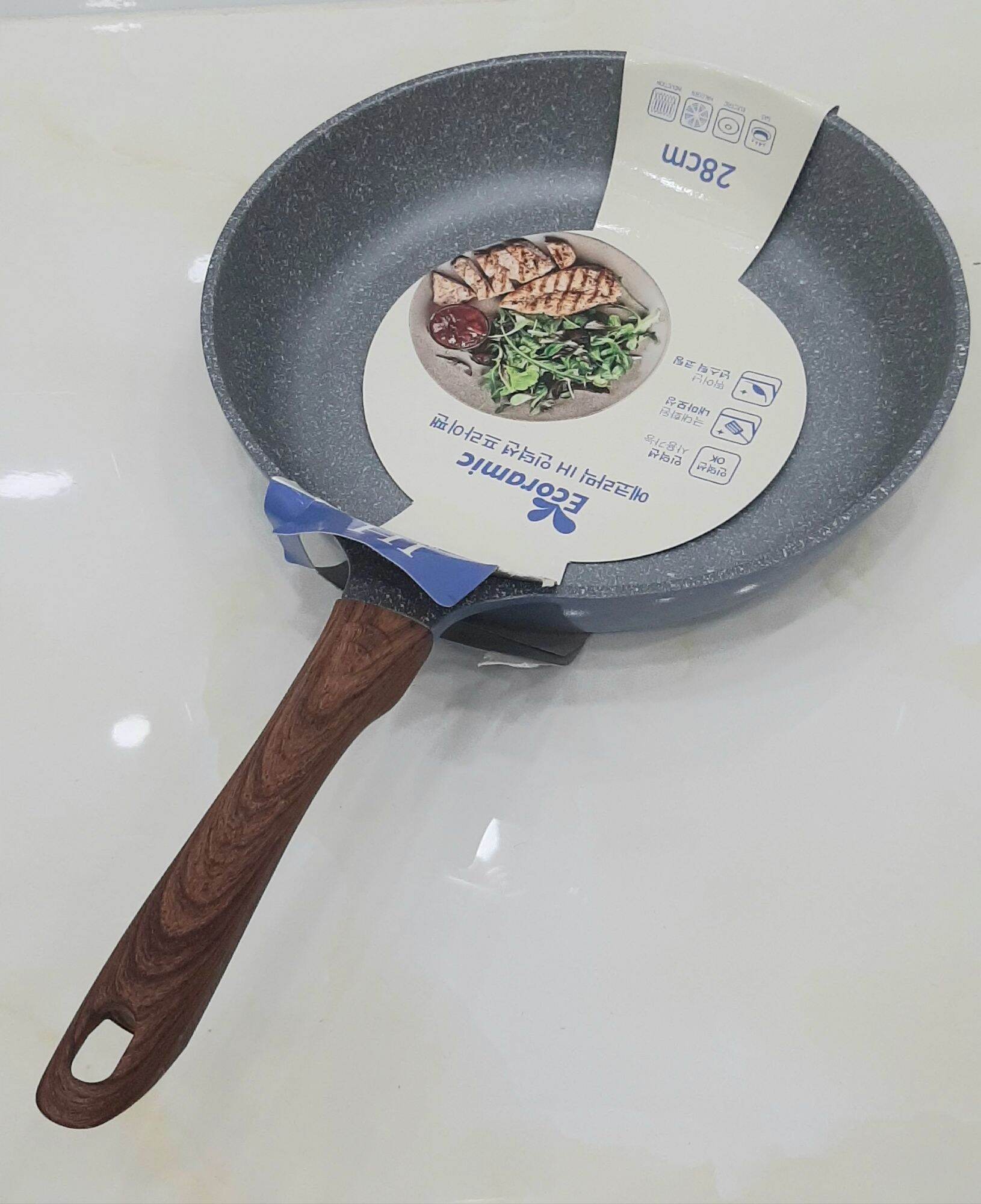 Chảo đúc cạn vân đá đáy từ ECORAMIC 20cm, 24cm, 26cm, 28cm