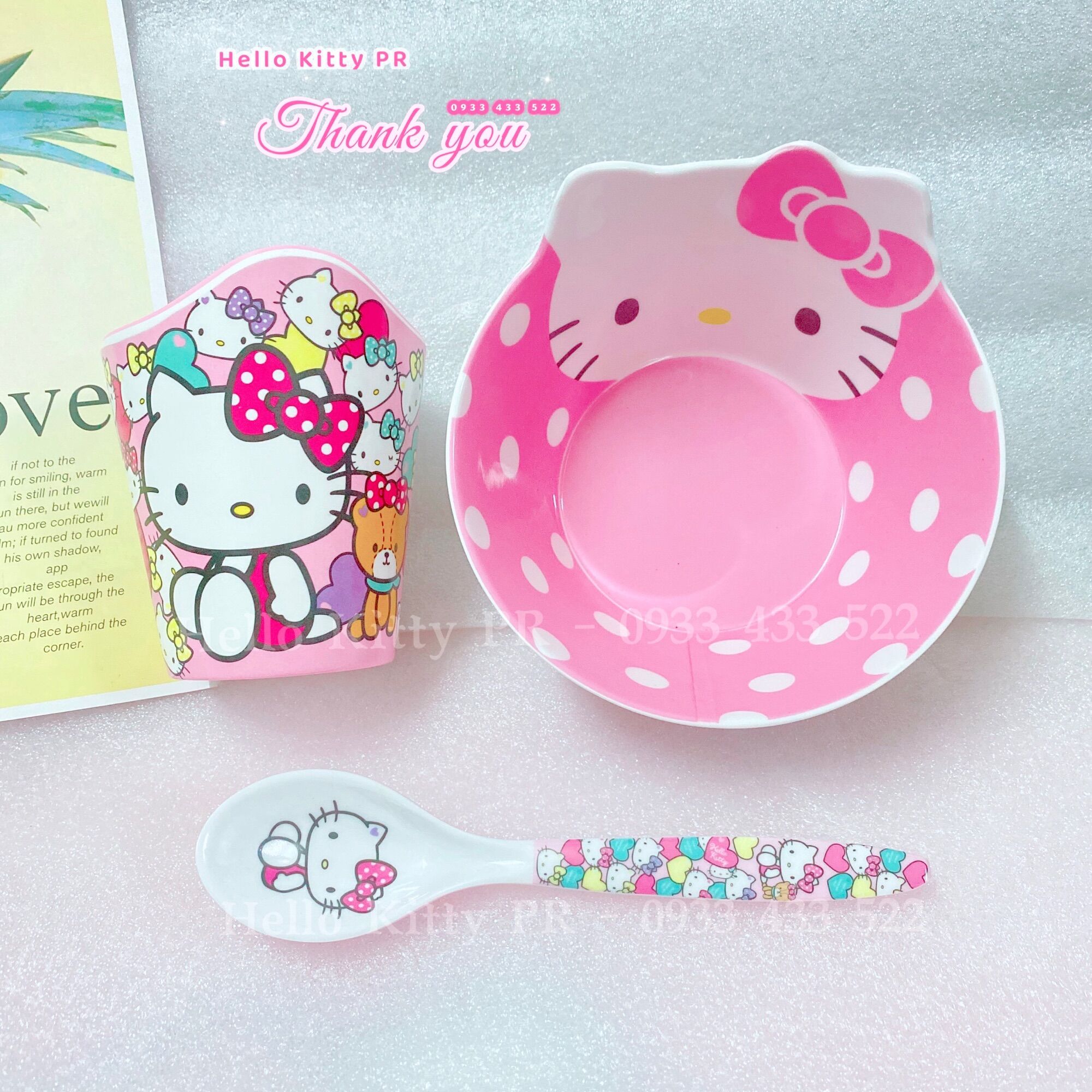 Combo chén muỗng ly tô Hello Kitty