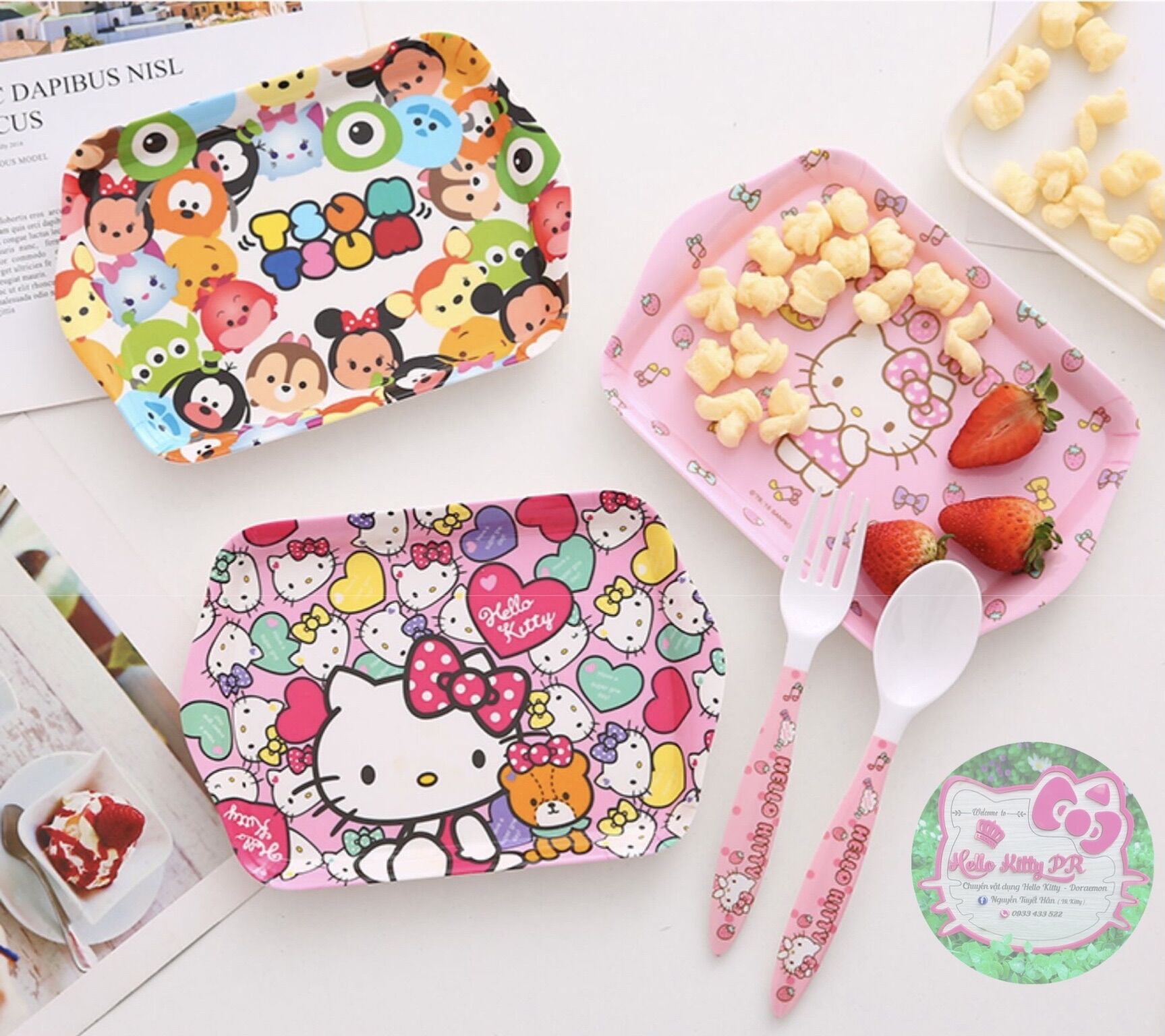 Dĩa hình chữ nhật Hello Kitty - Doremon Doraemon