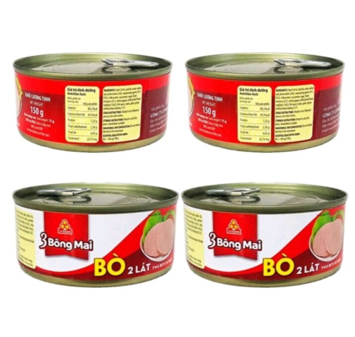 Combo 4 hộp x 150g bò 2 lát 3 bông mai vissan date 2027