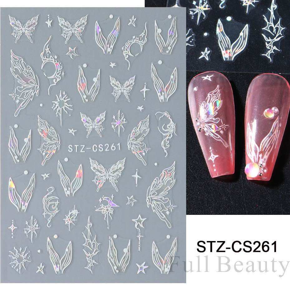 Sticker bướm dán móng tay ánh xà cừ bướm và đuôi cá