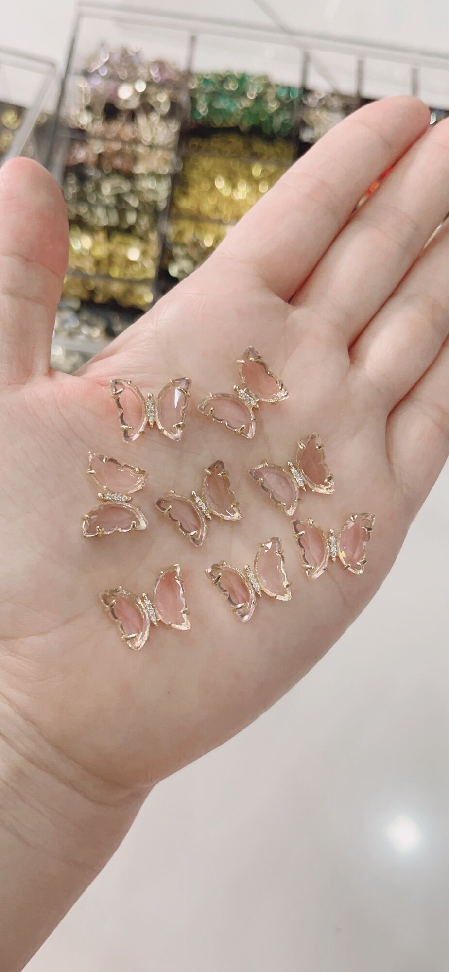 Charm Bướm đính móng tay nail đá pha lê trong suốt