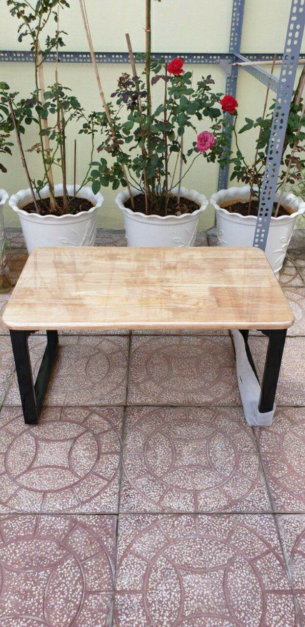 Bàn gấp gọn bàn chân sắt bàn ngồi bệt chất liệu từ gỗ cao su