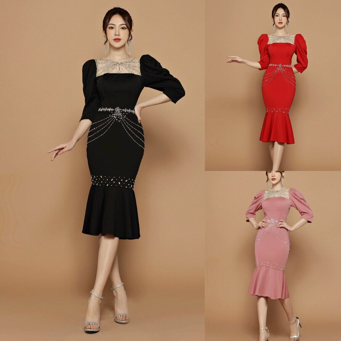 Đầm body kết pha Lê cầu kỳ
cao cấp chuẩn y hình 100%
