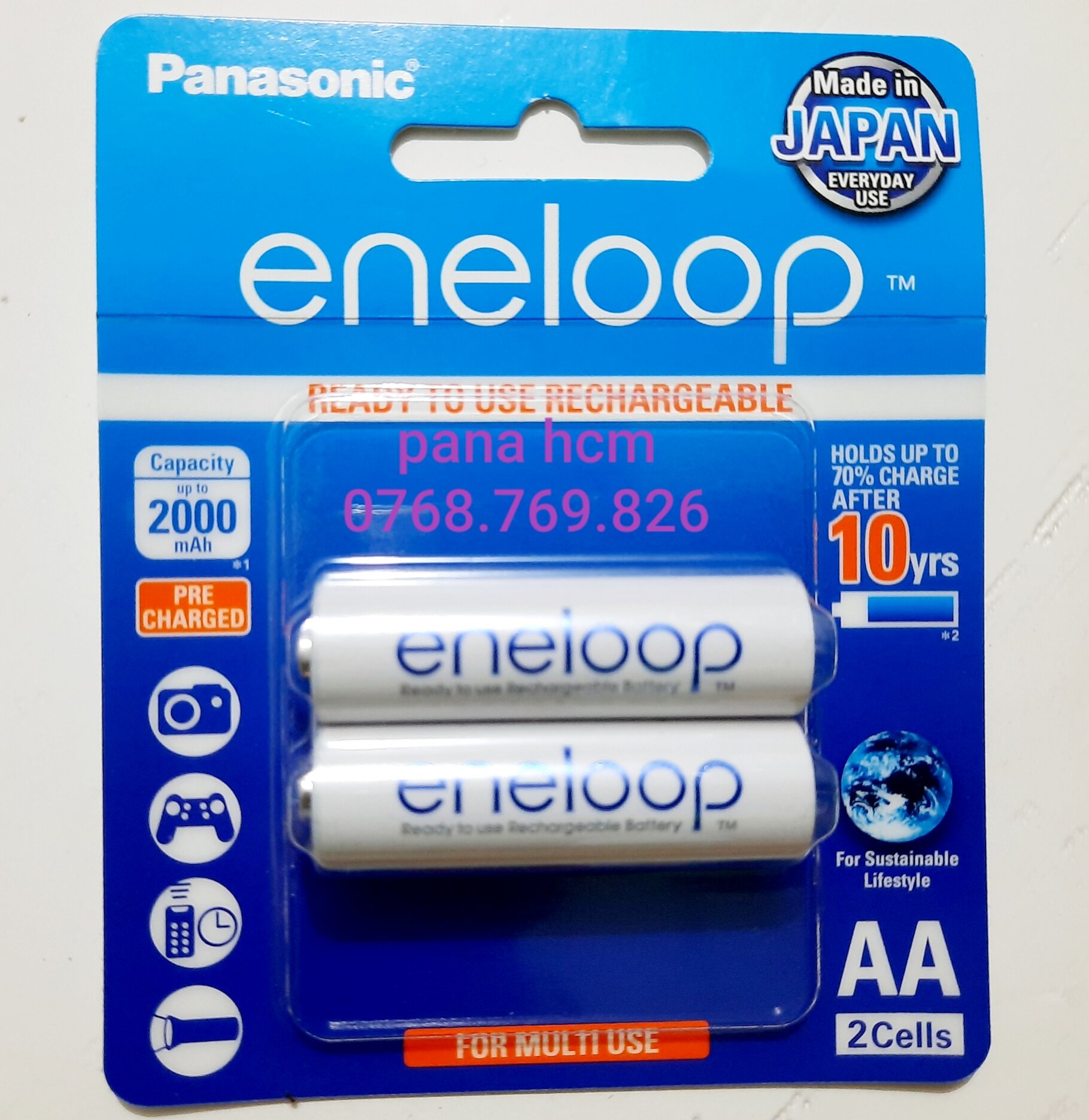 Pin sạc panasonic eneloop bk-3mcce/2bt