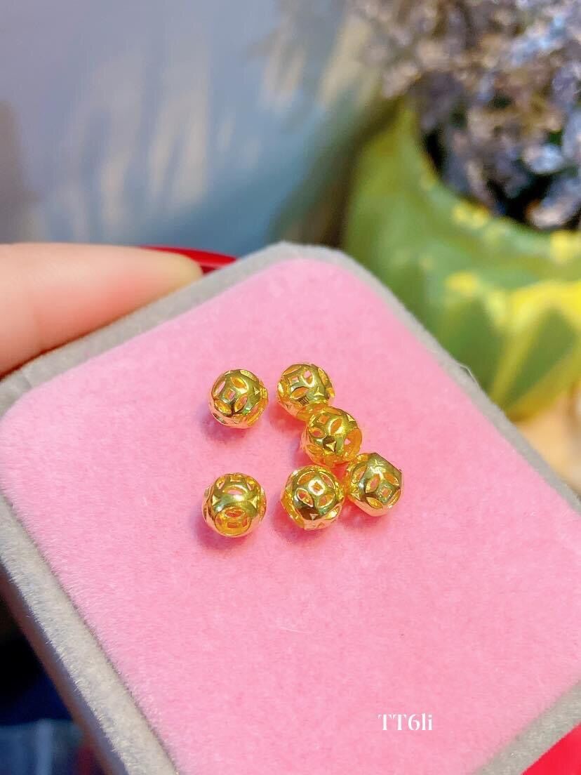 Charm bi cầu vàng tây 6li, charm mix vòng, đủ bill phiếu bảo hành sản phẩm