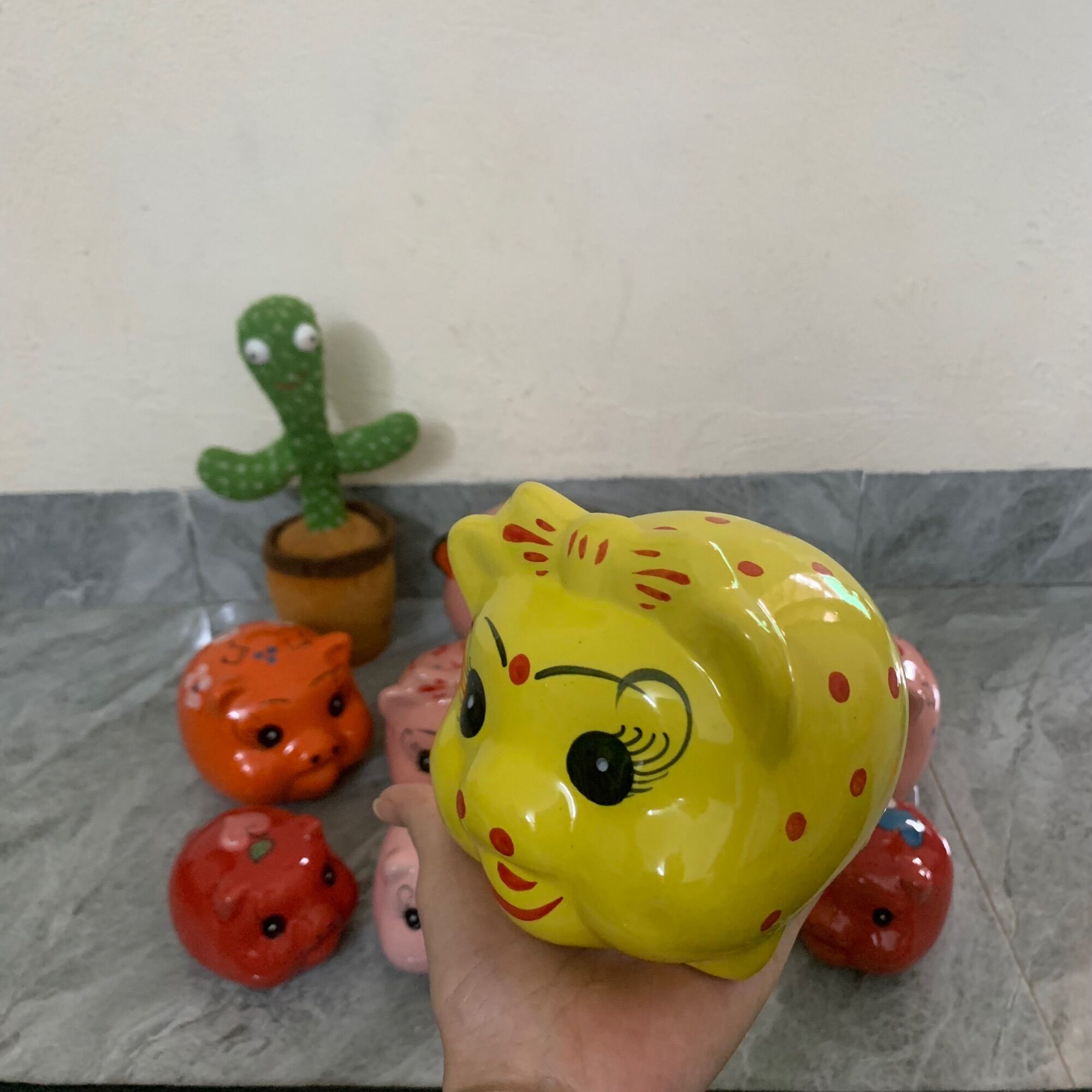 Heo đất, lợn đất mini tiết kiệm, trang trí. Gốm men sứ Bát Tràng