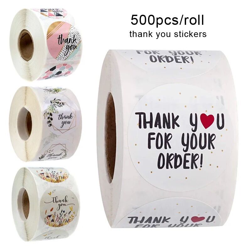Cuộn 500 sticker miếng dán thank you _ Cuộn 500 sticker miếng dán cảm ơn_Sticker cám ơn_Cuộn 500 sticker cám ơn_Sticker dán cám ơn