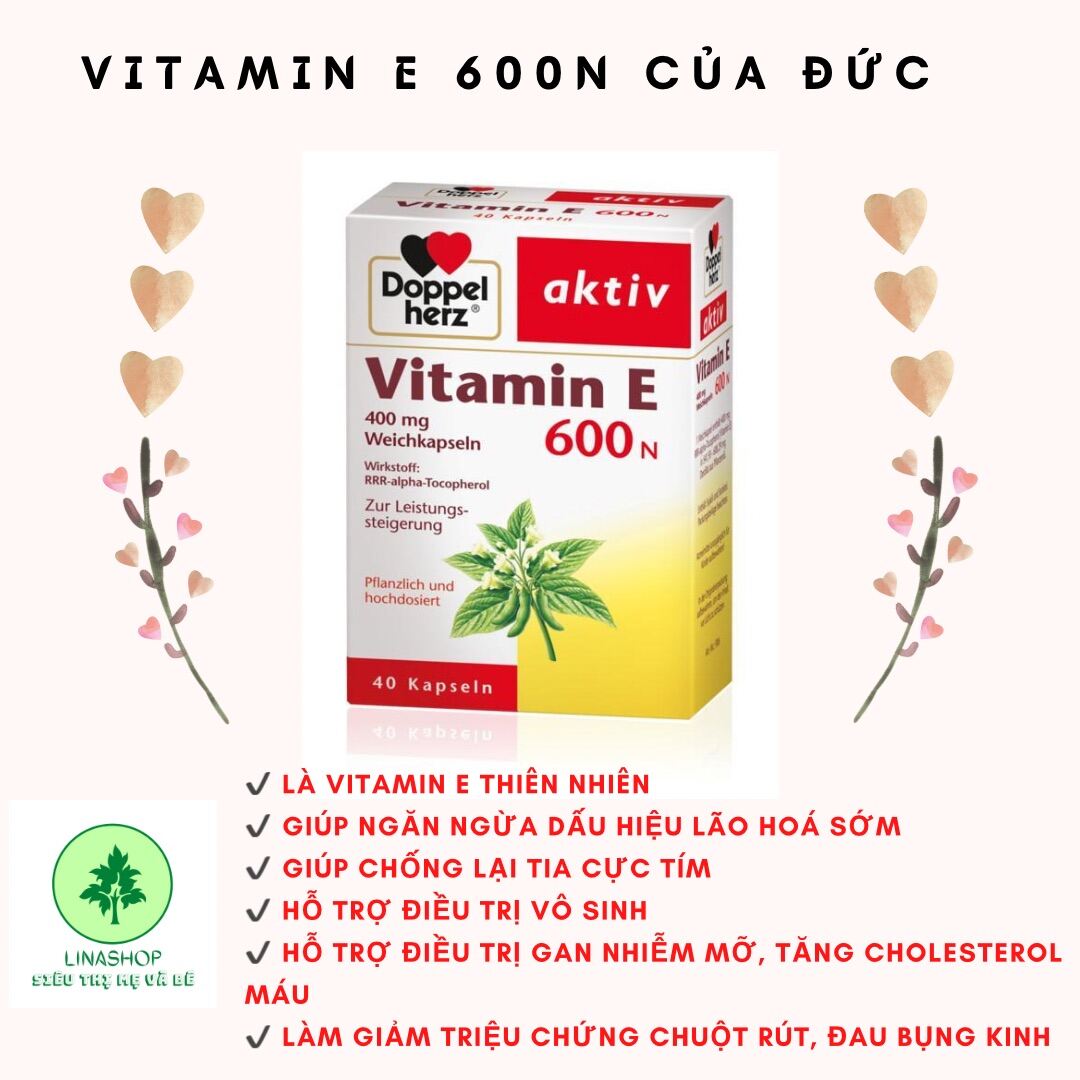 Viên Vitamin E 💖Freeship💖 Viên Vtm E Thiên Nhiên 600N Của Đức