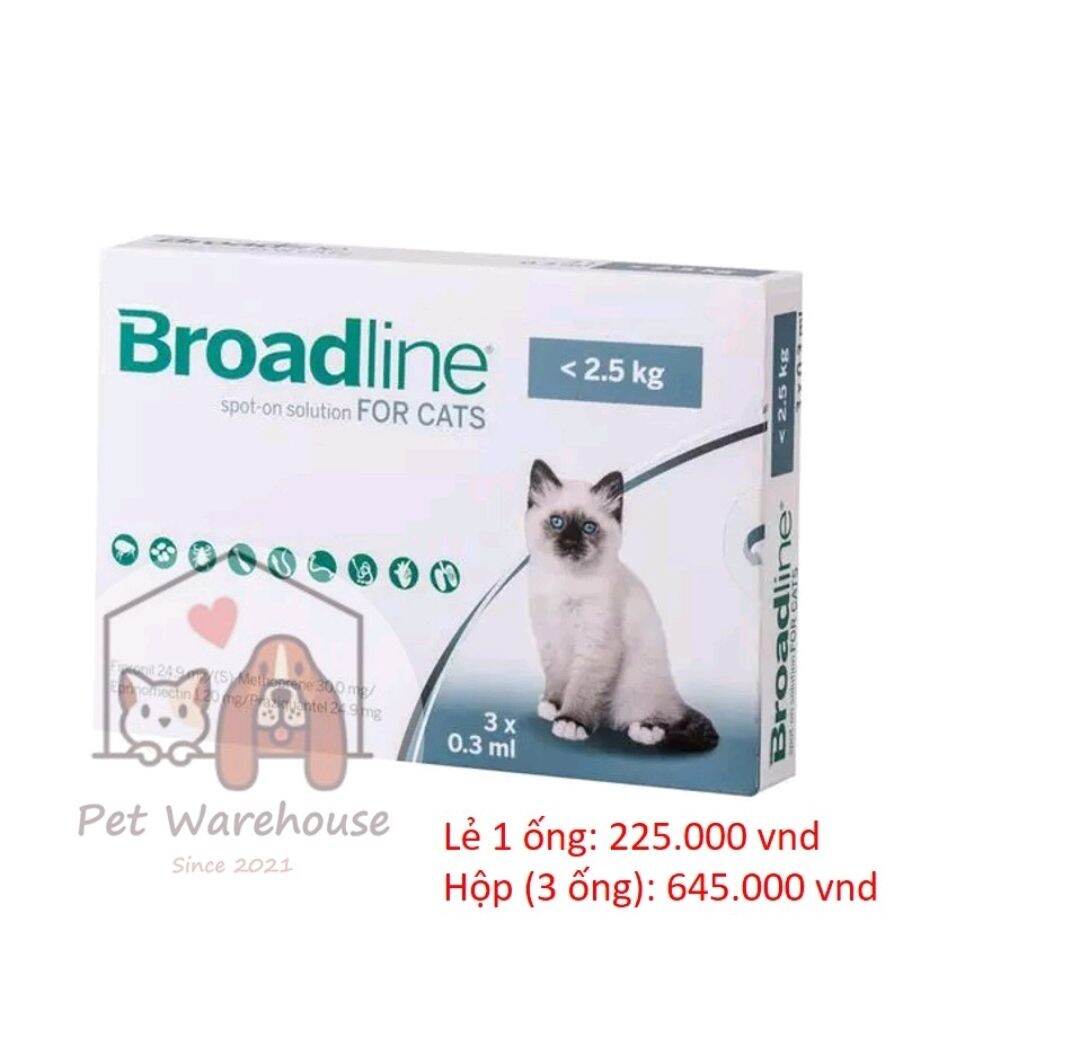 Nhỏ gáy mèo Broadline (<2.5kg) bảo vệ mèo khỏi ve rận bọ chét