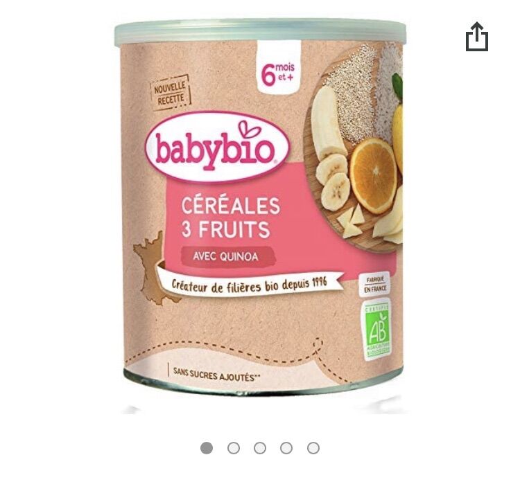 2-3/23 bột pha sữa ăn dặm hữu cơ babybio vị hoa quả pháp 200g