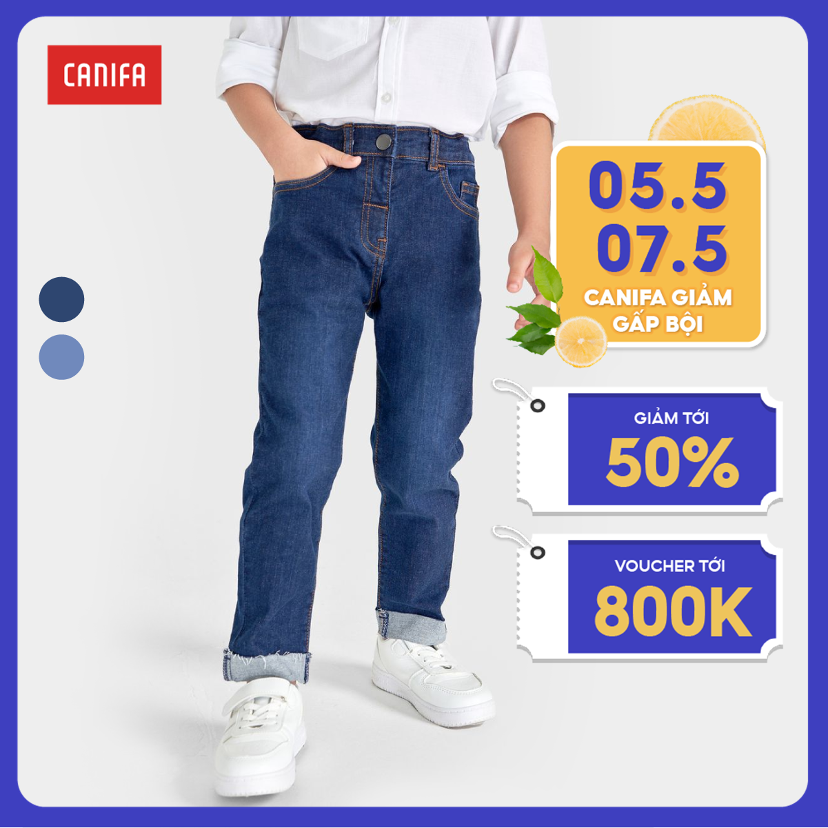 Quần jeans bé trai canifa 2bj22w002