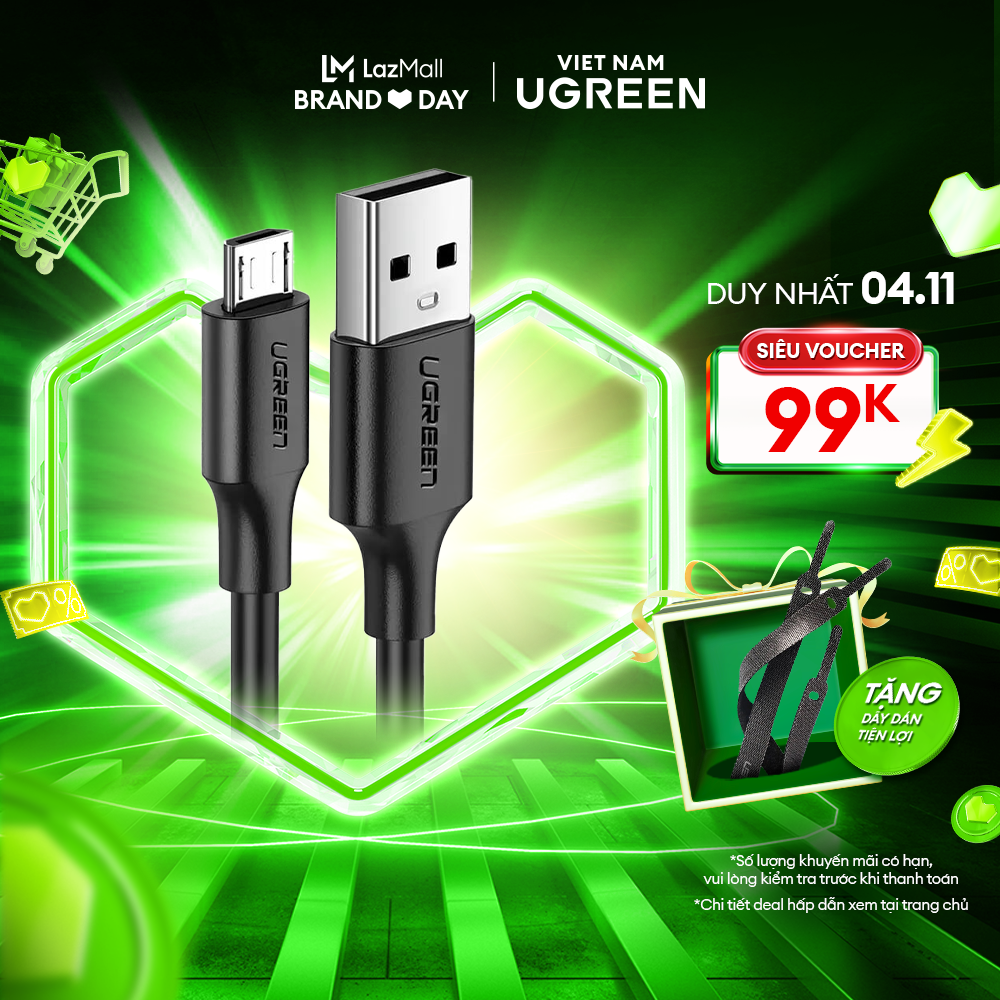 Cáp sạc USB 2.0 A sang Micro Ugreen US289 Sạc nhanh cho Samsung HTC LG Ipad Android Tốc độ truyền 480Mbps Bảo Hành 1 đổi 1 18 Tháng 60134 60135 60136 60137 60138 60827 60139 60140 60141 60142 60143 60223