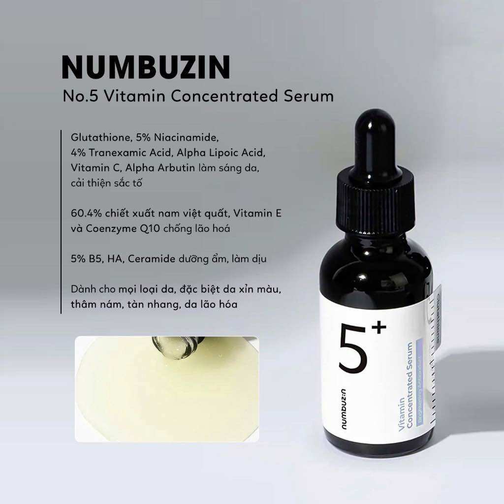 Serum trắng da mờ thâm nám numbuzin no.5 vitamin concentrated serum 30ml