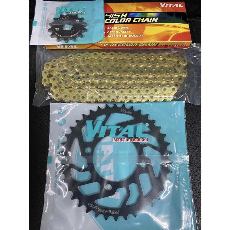Nhông sên dĩa vàng 7ly 415 exciter 135 dĩa 38t nhông 14t 15t - chính hãng vital