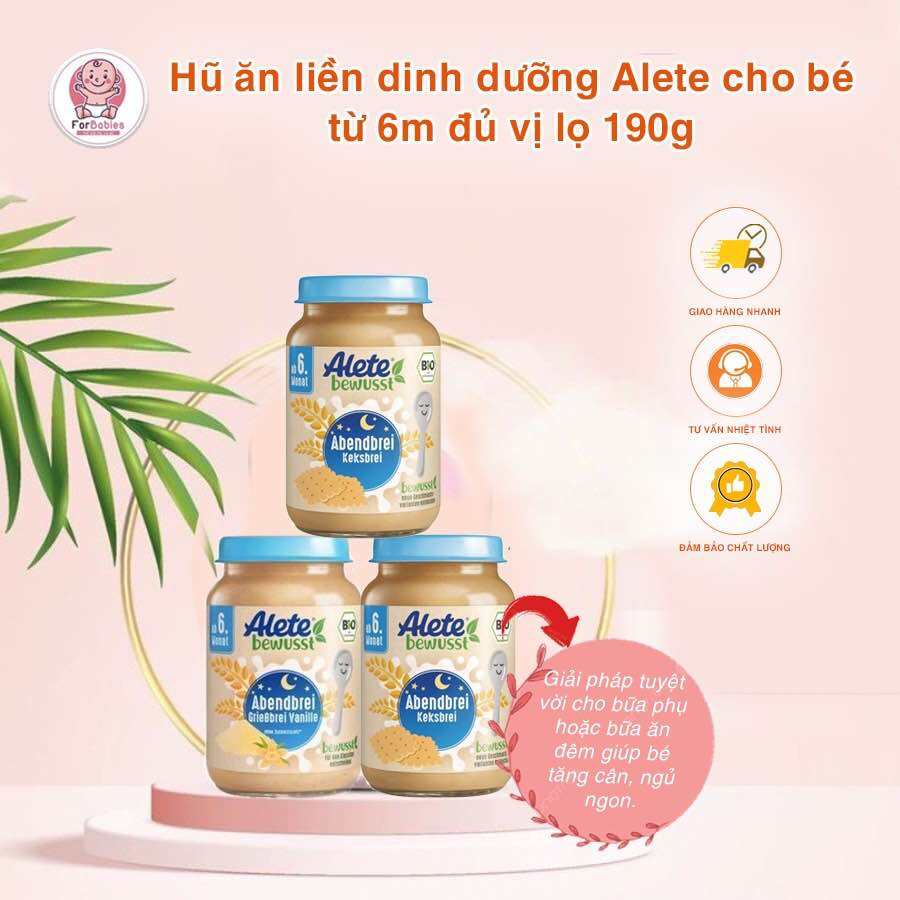 Hũ dinh dưỡng Alete 190g Đức đủ vị