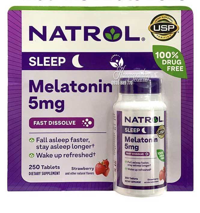 Kẹo ngủ Natrol Gummies Melatonin 5mg Hộp 250 Viên Hàng Nhập Mỹ Vị Dâu Ngon Dễ Bổ Sung Cải Thiện Chứng Mất Ngủ