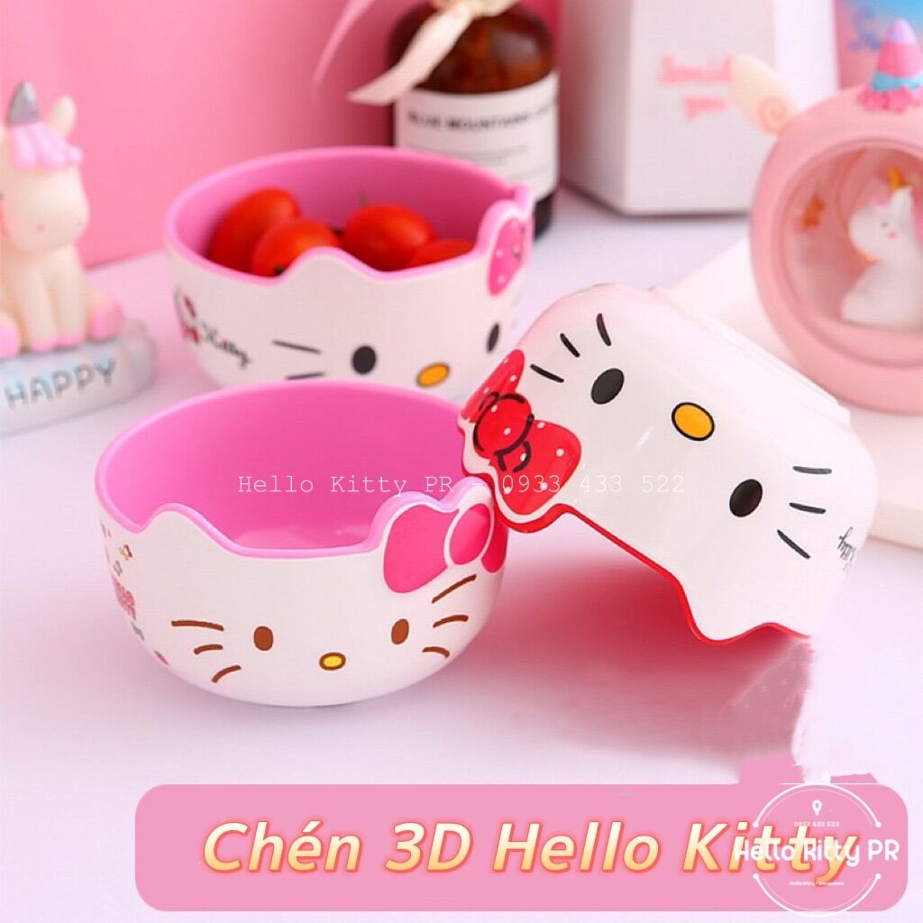 Chén nhựa giả sứ 3D Hello Kitty