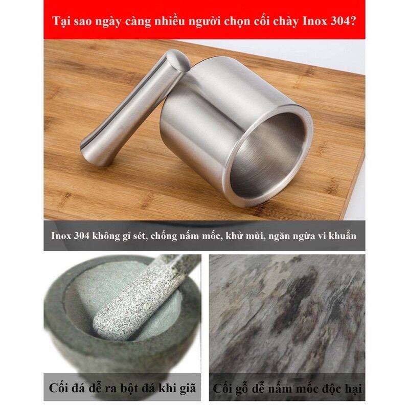 Bộ cối chày inox SUS304 10cm