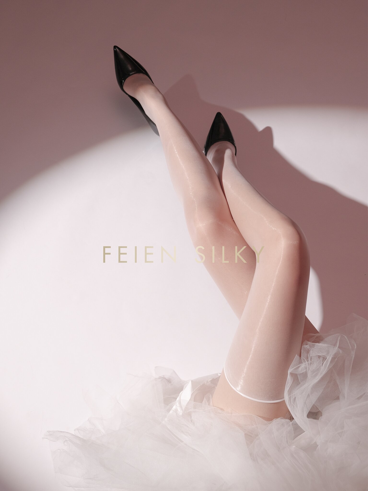 Tất Dài FEIEN Pure Desire Đen Mỏng Cao Đến Đầu Gối Bóng Dầu 2 Đôi Tất Dài Tất Ngắn Tất Bó Tất Nữ Tất