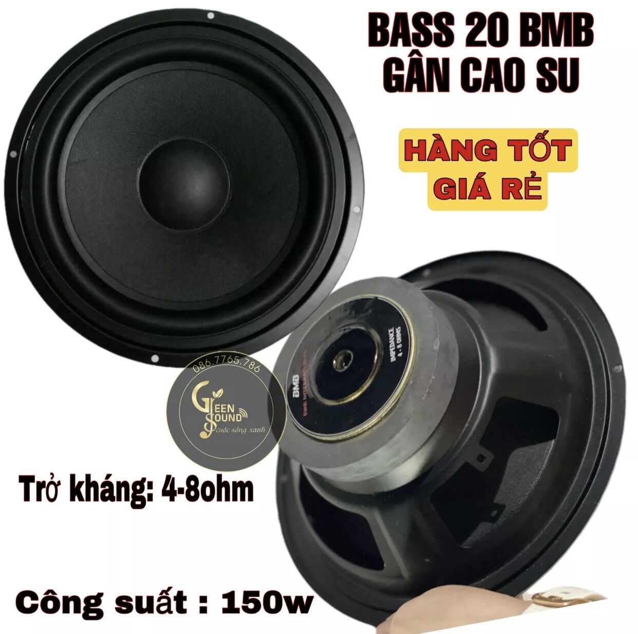 BASS 20 BMB GÂN CAO SU - CỦ LOA 2 TẤC - BASS 20 GIÁ RẺ