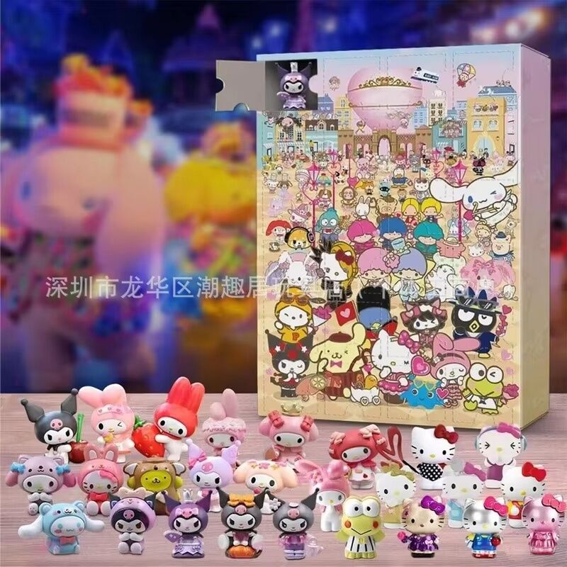 Sanrio Hello Kitty 24 Ngày Giáng Sinh Xuất Hiện Lịch Mù Hộp Lễ Hội Halloween Tặng Unisex Vui Lỗ Bất Ngờ Mẫu PVC