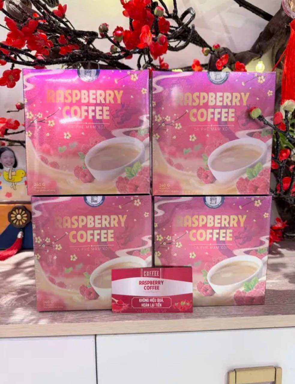 (Mẫu mới nguyên tem) Cà Phê Mâm Xôi đỏ Giảm Cân Raspberry Coffee Chính Hãng